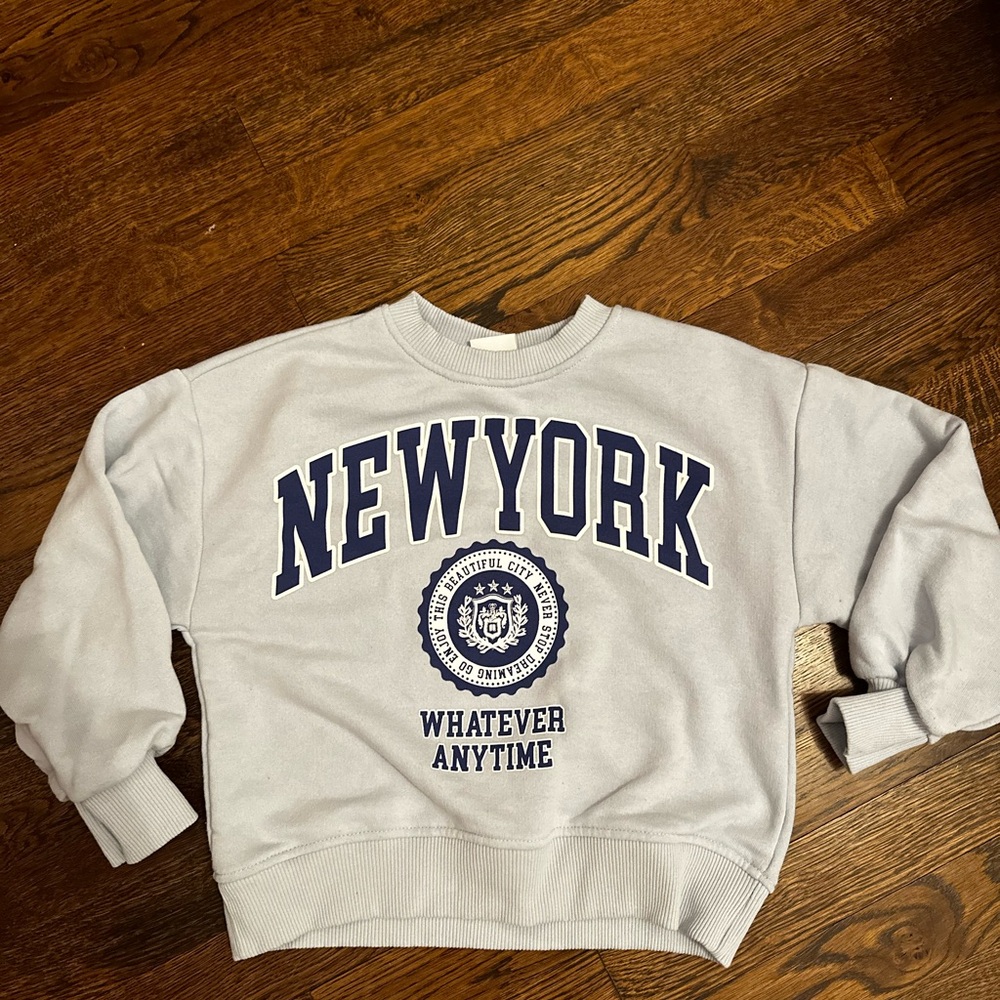 Zara Light Blue 'Whatever' Graphic Sweatshirt
